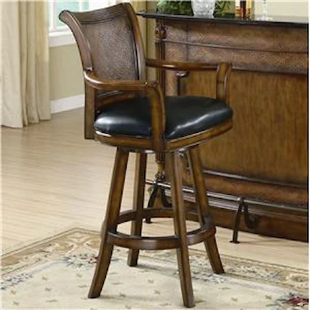 Traditional Bar Stool with Leather Seat